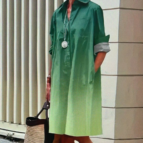 Dresses & Skirts - NWOT! Gradient Button Front Dress, Casual Long Sleeve Midi Dress ~Sz.2XL(14)